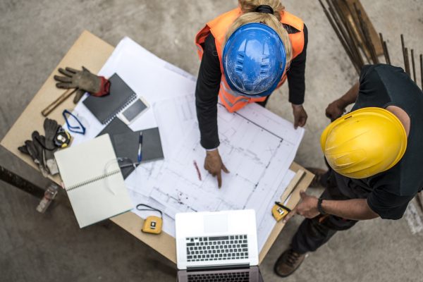 construction site with workers